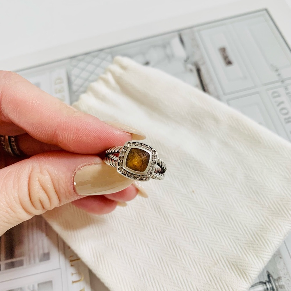 David Yurman Petite Albion Ring Citrine w Diamonds